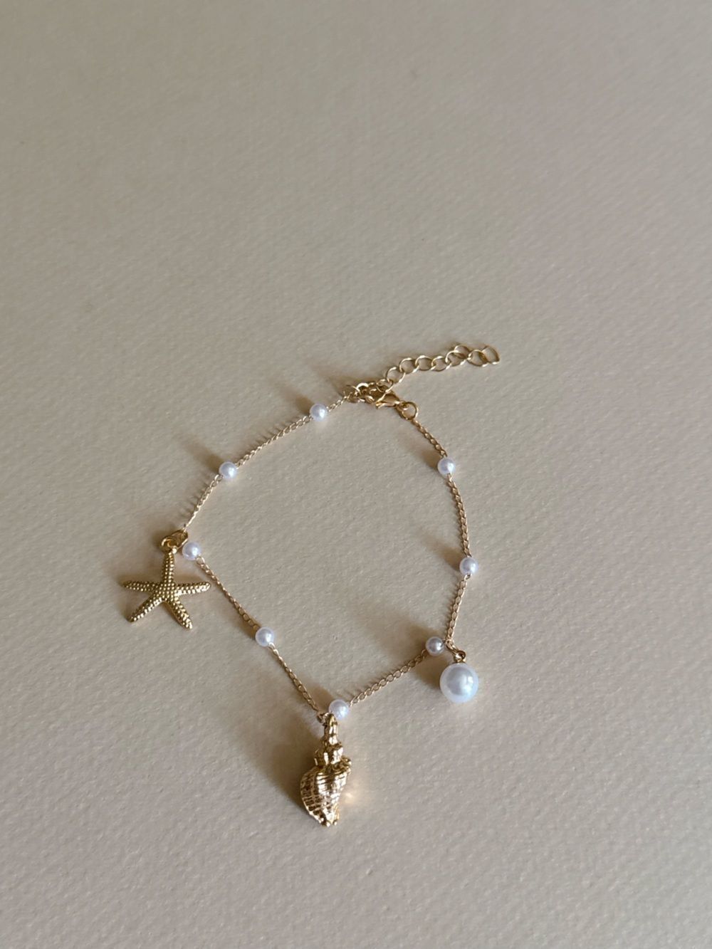 Seashell & Pearl Anklet S1491 - Picture 4 of 4